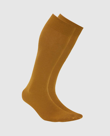 Calcetines microchasmere altos en mostaza