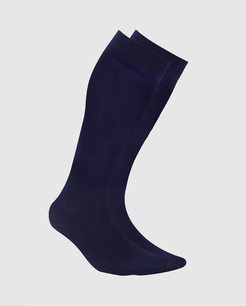 Calcetines microchasmere altos en azul marino